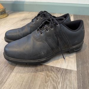 Adidas Torsion System Golf Shoes Men's Sz 8 Black Leather Spikes Lace Up